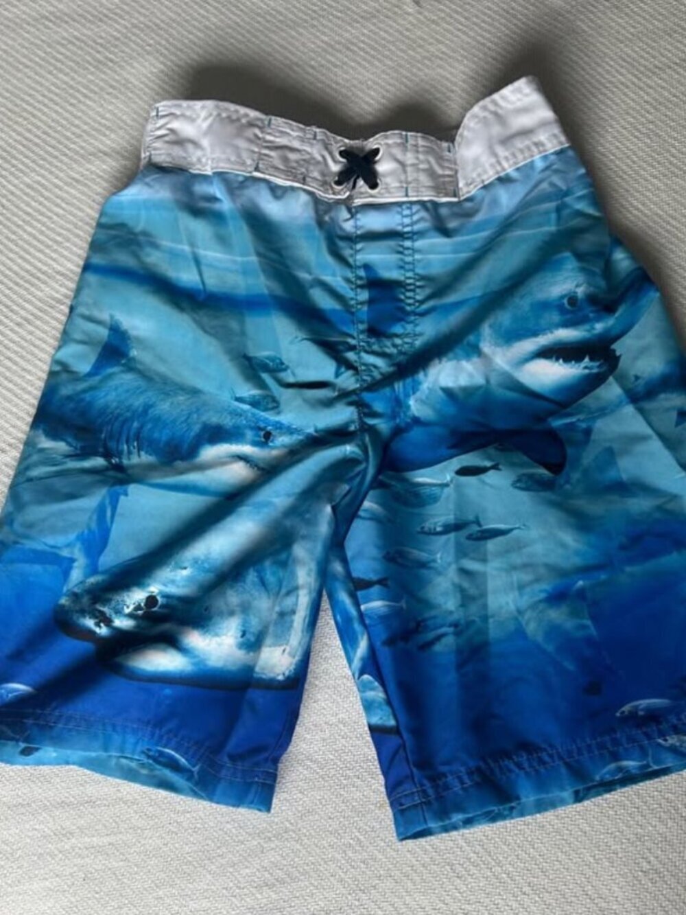 🔥4 for $25 Boys Shark Print Swim Shorts Size L 10–12